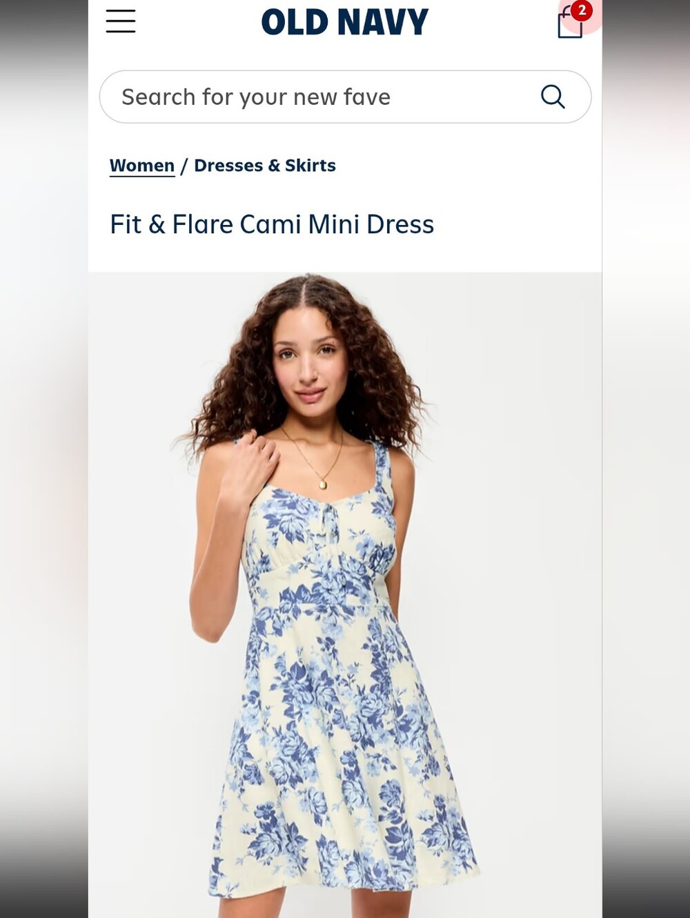 Old Navy Cream Mini Dress with Blue Floral Pattern
